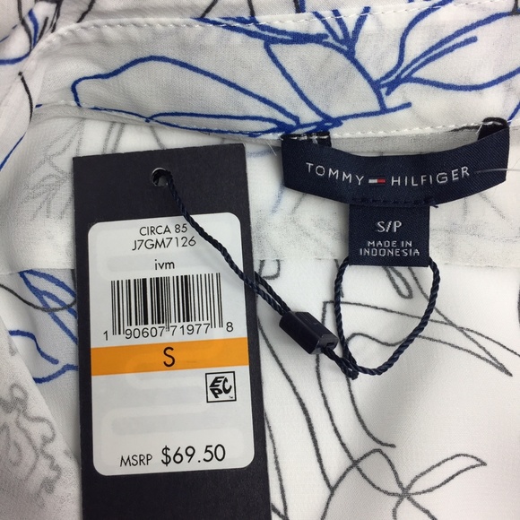 Tommy Hilfiger Floral Sheer Button Blouse Shirt - Picture 3 of 5